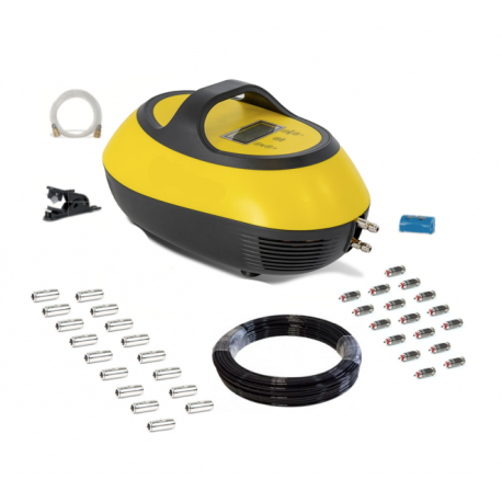 Kit PROFESIONAL racire terasa cu programator, pentru restaurant, bar, plaja, piscina : pompa 50bar, 18 duze inox, pentru 50mp