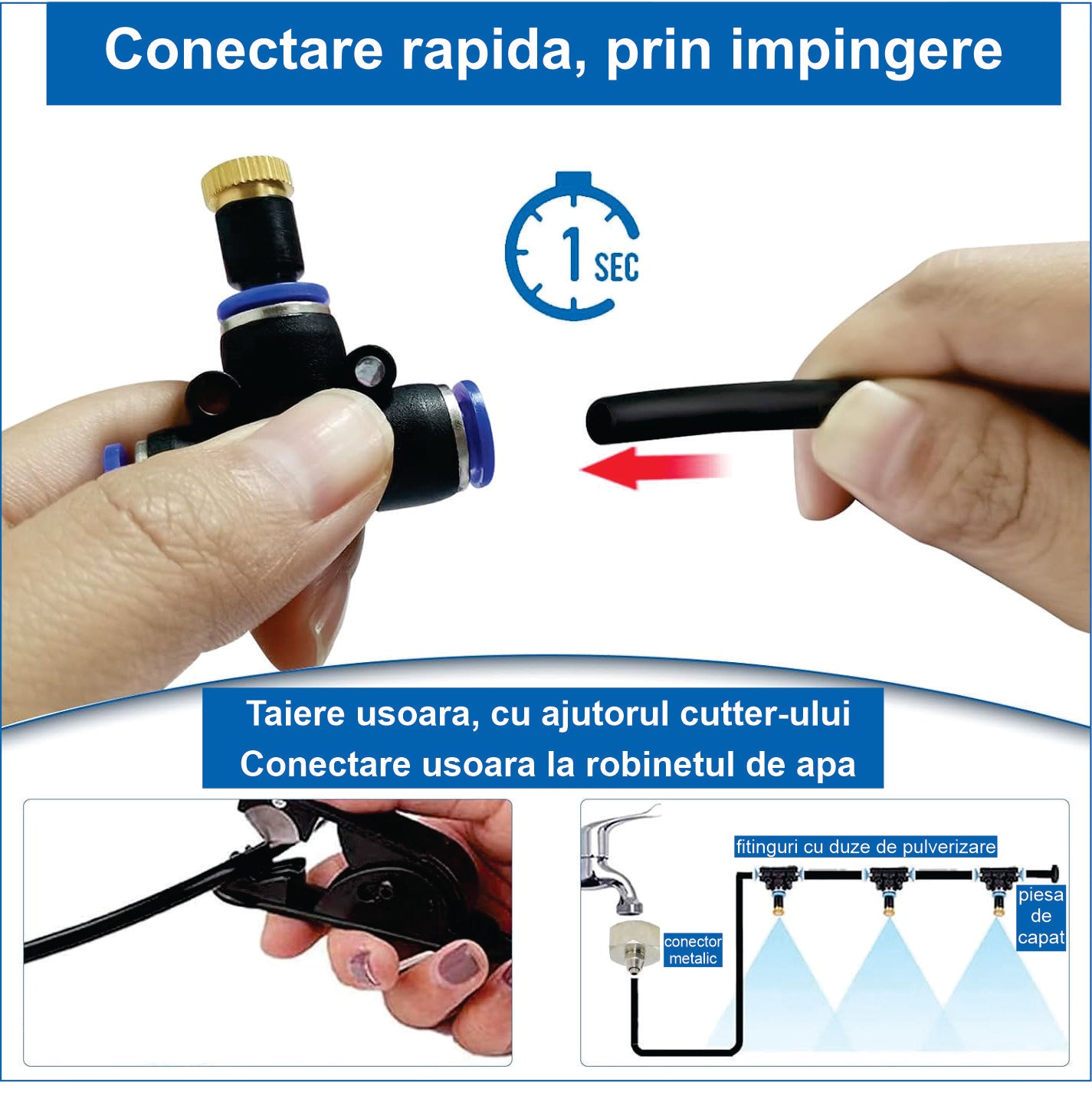 Kit răcire terasă, 12 duze pulverizare alamă, 12 m lungime