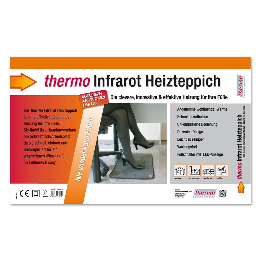Covoras incalzitor pentru picioare, din mocheta, 85W, dimensiune 39 x 59 cm