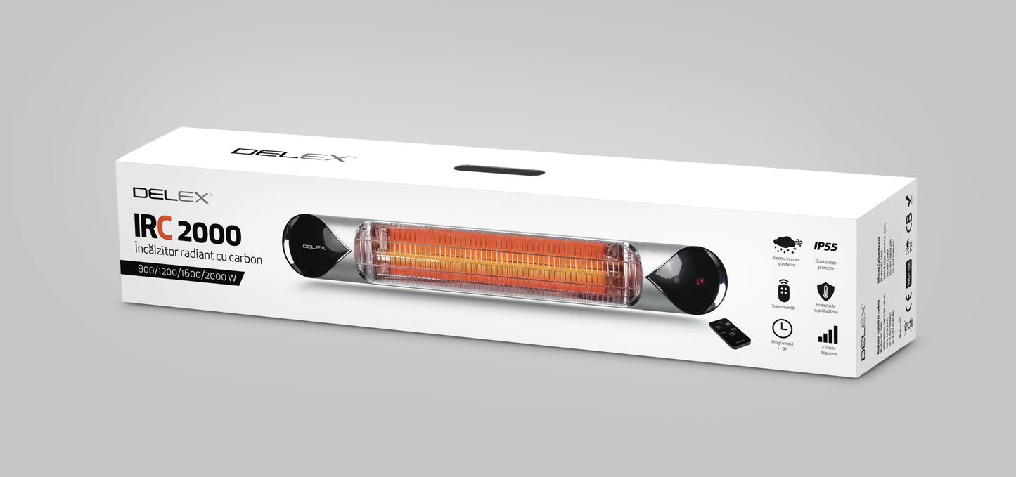 Panou radiant infrarosu IRC 2000 W, patru trepte de putere + telecomanda