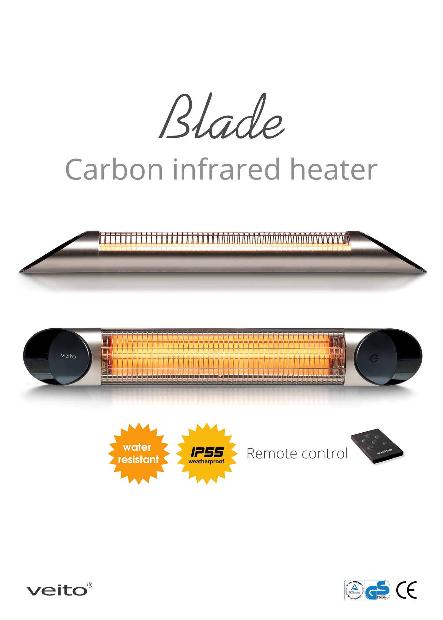 Panou radiant infrarosu Veito BLADE 2000 W, patru trepte de putere + telecomanda