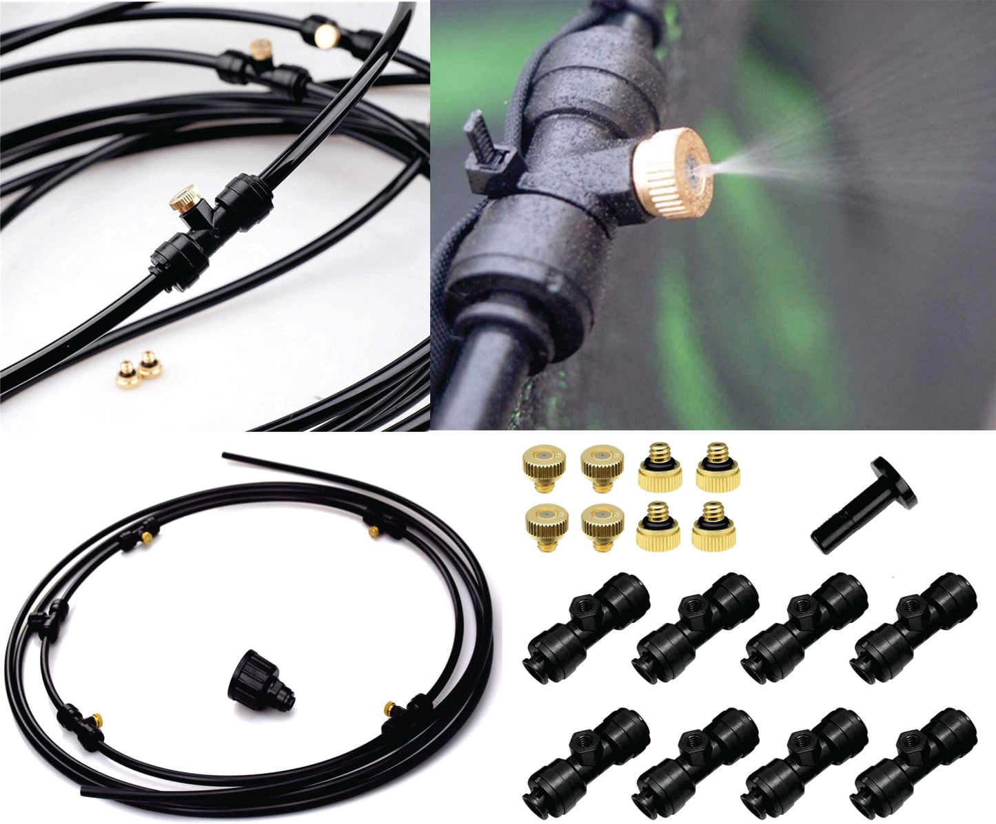 Kit racire terasa : Kit 15m racire exterioara, 15 duze alama, culoare negru