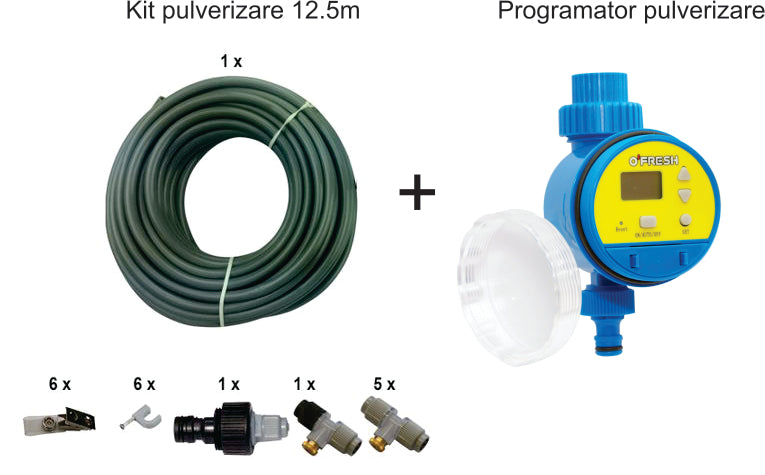 Set racire exterioara terase : Kit 12.5m racire exterioara terasa + temporizator apa -STOC EPUIZAT-