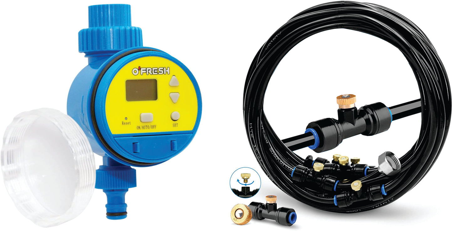 Kit racire terasa cu programator : kit 15m racire terasa, 15 duze alama + programator functionare