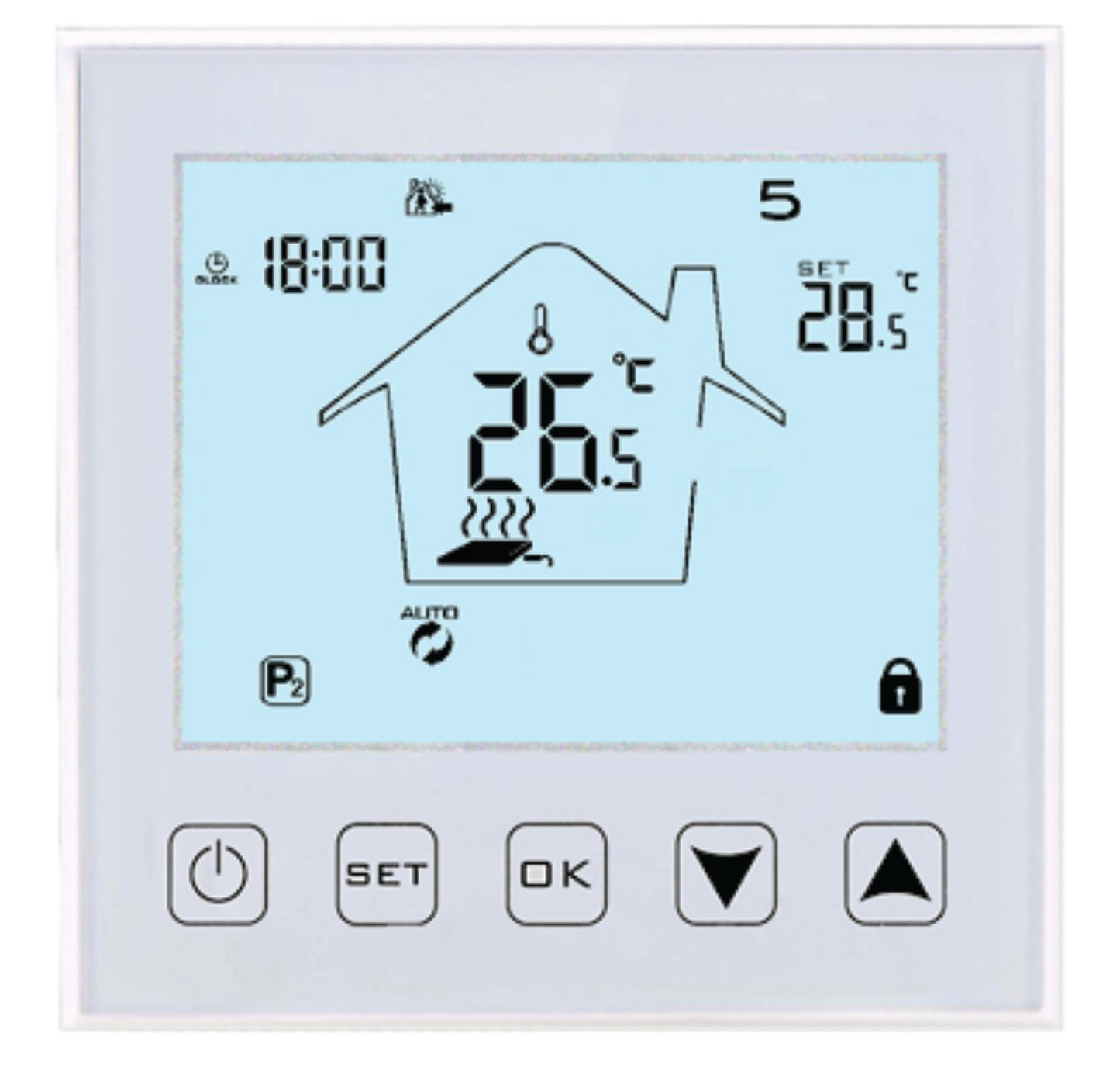 Termostat digital programabil, butoane tactile, pentru comanda sistemelor electrice de incalzire in pardoseala + panouri infrarosu