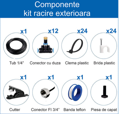 Kit răcire terasă, 12 duze pulverizare alamă, 12 m lungime
