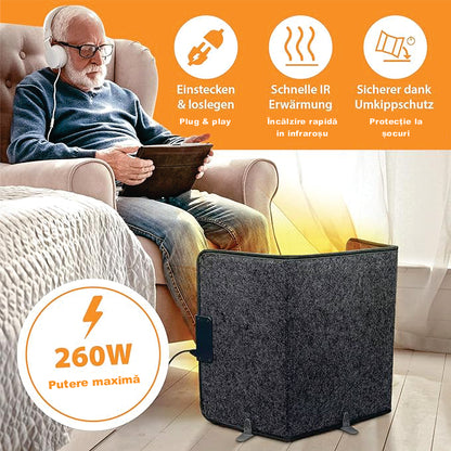Panou încălzitor pentru picioare, panou infraroșu pliabil pentru birou, termostat reglabil, 260W,  3 trepte de căldură