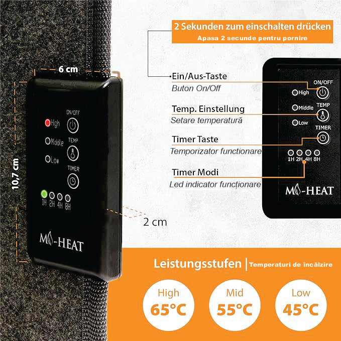 Panou încălzitor pentru picioare, panou infraroșu pliabil pentru birou, termostat reglabil, 260W,  3 trepte de căldură