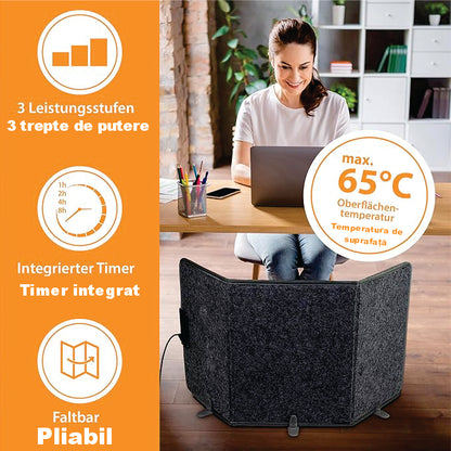 Panou încălzitor pentru picioare, panou infraroșu pliabil pentru birou, termostat reglabil, 260W,  3 trepte de căldură