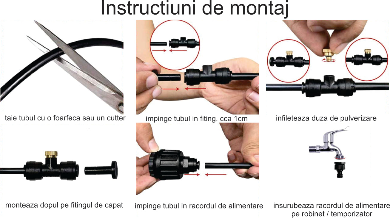 Kit racire terasa cu programator : Kit 12m, 12 duze alama + programator functionare