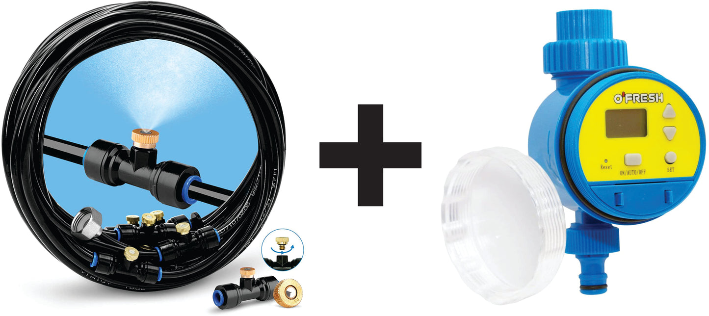 Kit racire terasa cu programator : Kit 12m, 12 duze alama + programator functionare
