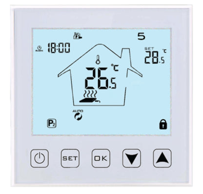 Termostat digital programabil, butoane tactile, pentru comanda sistemelor electrice de incalzire in pardoseala + panouri infrarosu